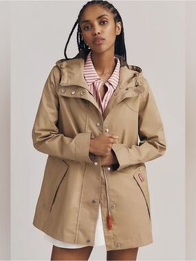 Hunter Adela Women's Hooded Trench Coat in Beige M & L NWT